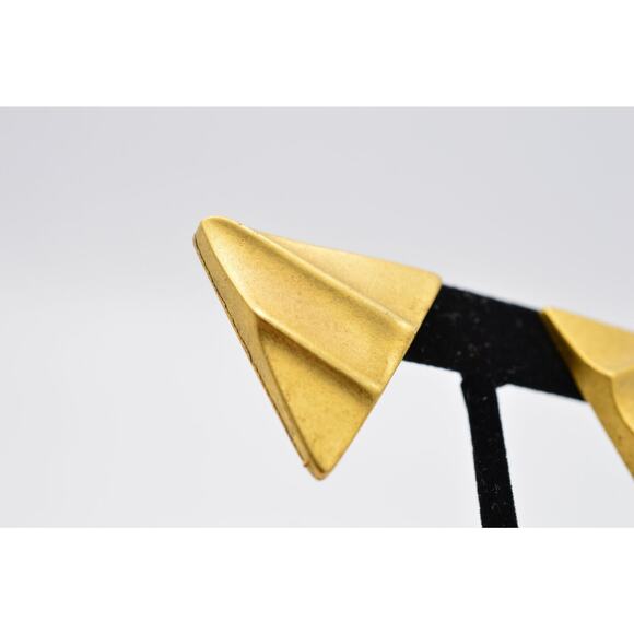 Vintage Statement Earrings Brushed Gold Chunky Heavy Geometric NOS 1980s BinAA - Picture 7 of 10